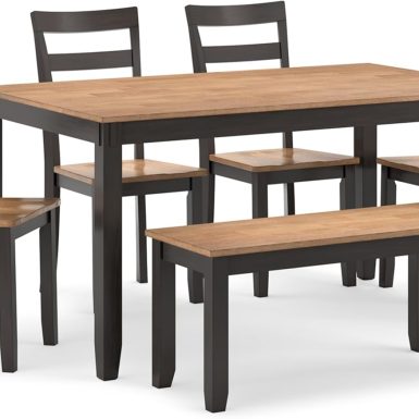 Signature Design by Ashley Gesthaven Casual Dining Table with 4 Chairs and Bench, Set of 6, Light Brown & Dark Brown